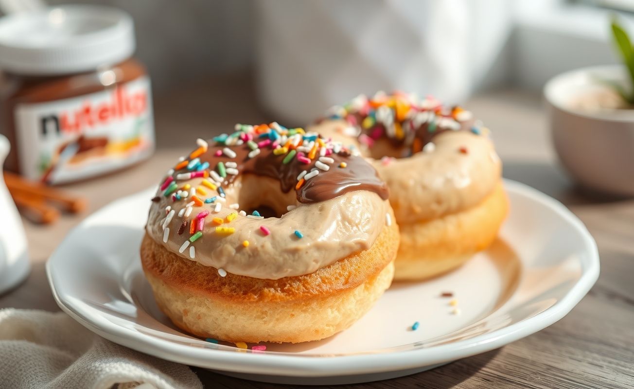 Docinho de Leite Ninho com Nutella cremoso e decorado com granulado colorido, servido em prato branco