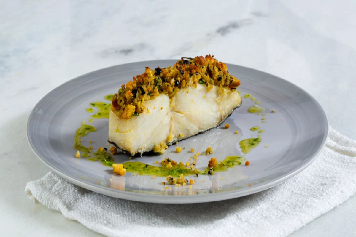 Receita de Bacalhau com crosta de amêndoas e ervas